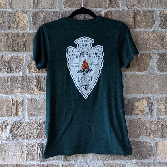 Timberline Tops - Timberline Lodge Arrowhead Heather Green V Neck T-Shirt Large Mt Hood Oregon